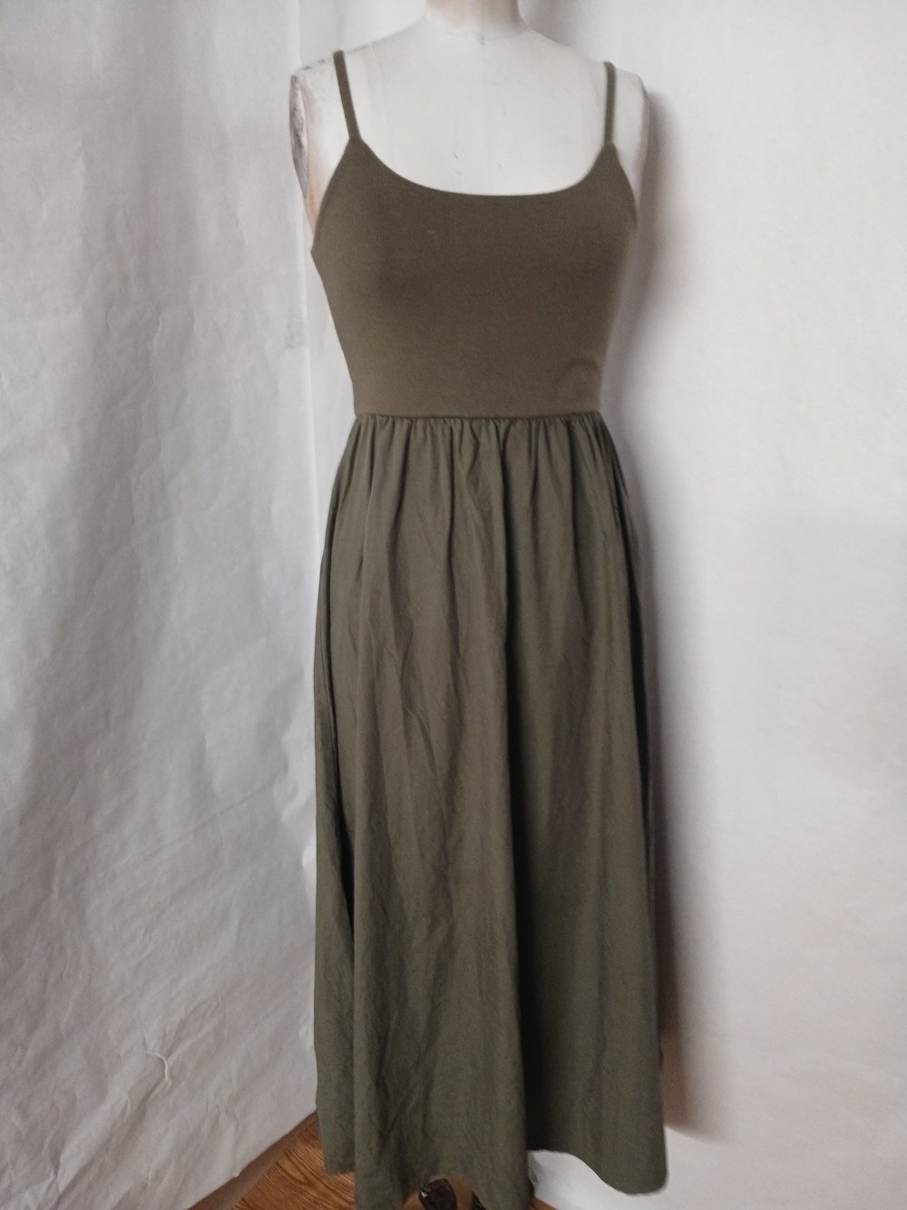Studio Olive Green Spaghetti Strap Maxi Dress